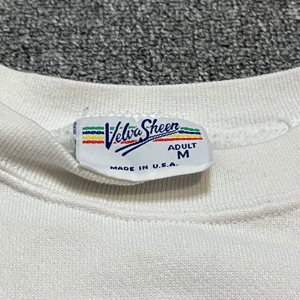 Vintage Velva Sheen Huntsville Hornets Sweatshirt Medium White Embroidered 90s - Picture 3 of 10